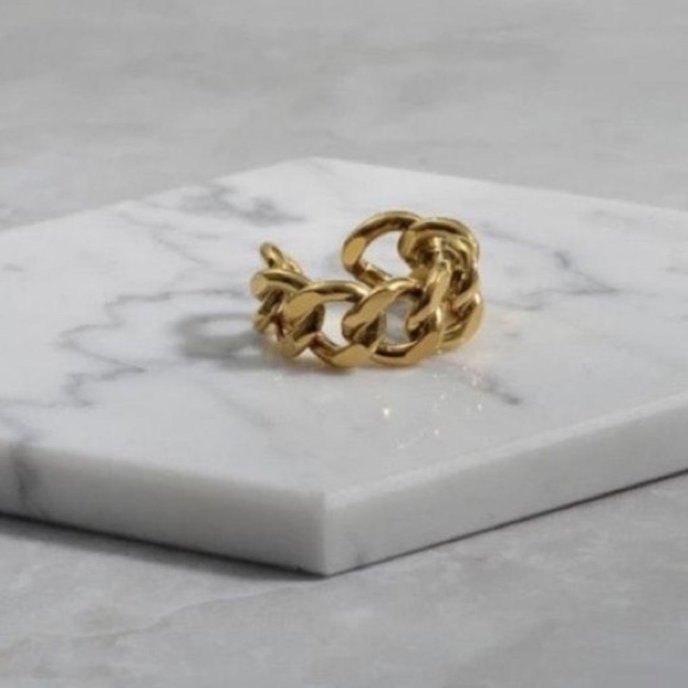 ⛓Minimalist ring gold plated chain ring - Picture 3 of 6